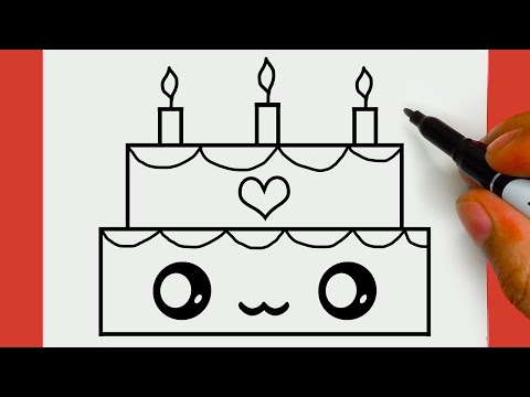 HOW TO DRAW A CUTE CAKE , STEP BY STEP, DRAW Cute things