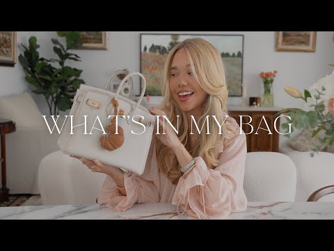 What's In My Bag 🤍  Everyday Essentials, Bag Charms, Lip Combo ft. Hermès Birkin 25