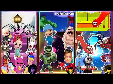 THOMAS TRAIN 🆚 MINIONS 🆚 TALKING TOM 🆚 SIREN HEAD 🆚 ODDBODS | Tiles Hop EDM Rush