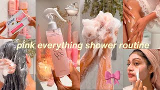 PINK Everything Shower Routine 🎀🛁🧴🪷🕯️ Foot Care, Shaving, Hair Wash, Masks