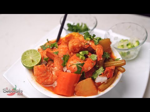 Delicioso Caldo de Camarones Poco Picosito - "El Saborcito Rojo"