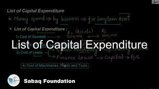 List of Capital Expenditure