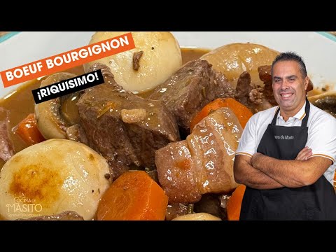 Bœuf bourguignon un estofado de carne maravilloso y muy tierno