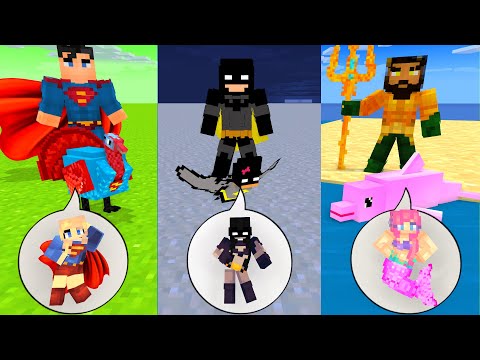 SUPER HERO POMNI BROTHERS AND SUPER HERO CUTE GIRL SUPERMAN, BATMAN SKIBIDI -  Minecraft Animation