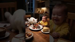 The warm protection of the white cat.#animal #short #shorts #shortvideos #cat #funny#ai  #animallife