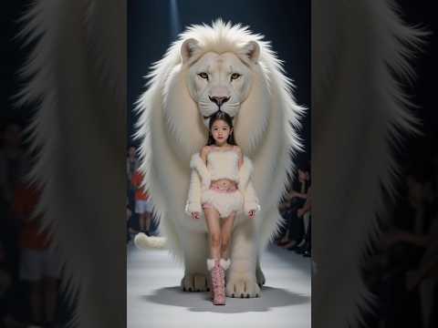 Big lion stage show Cute baby //fashion show   #lion #baby #agt #shorts #rksedit #magic