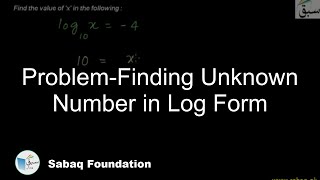 Problem-Finding Unknown Number in Log Form