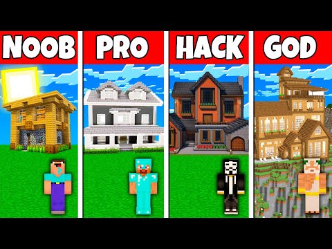 Minecraft Battle: NOOB vs PRO vs HACKER vs GOD SUBURBAN HOUSE BUILD CHALLENGE in Minecraft