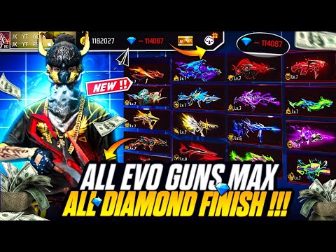 ALL EVO GUN SKINS MAX WITH MORE THAN 2LAKH DIAMOND 😱 || ALL DIAMOND FINISH 🥵 || #jkgamingyt