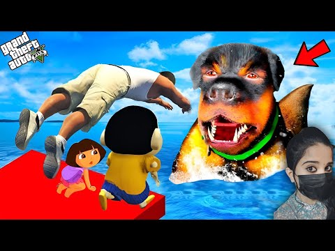 Chop Almost Dies | Franklin Shinchan & Dora Tries To Save Chop - GTA 5