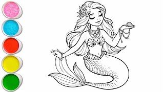 Cute Mermaid Drawing for kids, Painting & Coloring for kids, Toddlers | Let's Draw Together