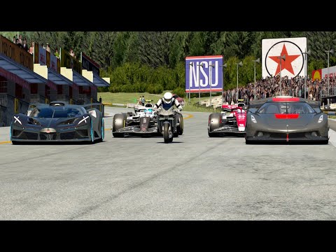 Kawasaki Ninha H2R Supercharged vs Hypercars vs F1 Racing Cars at Old SPA