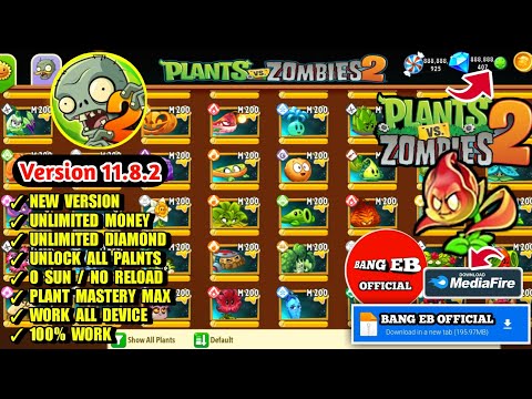 UPDATE!! Plants VS Zombies 2 Mod Apk 11.8.2 New 2024 Unlock All Plants, Max Level & Unlimited Money