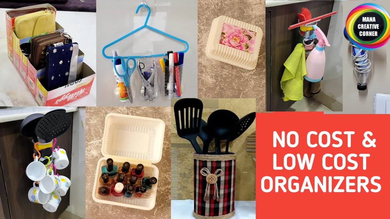 6 No Cost & Low Cost Organizer Ideas from waste materials/ 6 Kitchen and Home Organization Ideas