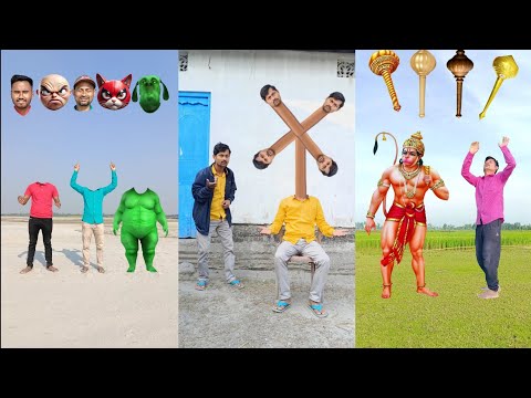 Green fatty dog & cute brother head matching/Long gardan helicopter flying man/Jai Bajrangbali-magic