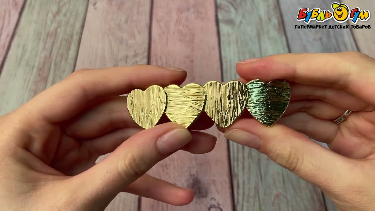 Заколка модная Золотые сердца - видео
