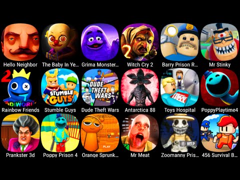 Hello Neighbor,Roblox,Barry's Prison Run,Witch Cry 2,Mr Stinky,Stumble Guys,Grimace Monster,Mr Meat