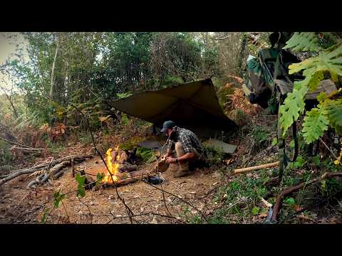 Adventurous Bushcraft Survival Camp Amidst Coyote Sounds