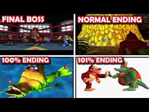 Donkey Kong 64 - ALL ENDINGS!! (Final Boss Fight, Ending, 100% Ending, 101% Ending!!)