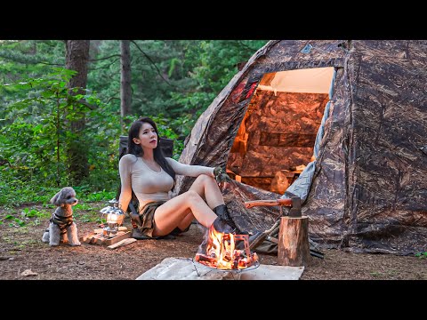 MILITARY TENT CAMPING IN THE DEEP MOUNTAINSㅣNATURE ASMR