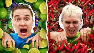 КИСЛАЯ vs ОСТРАЯ ЕДА . 20 дверей ЧЕЛЛЕНДЖ