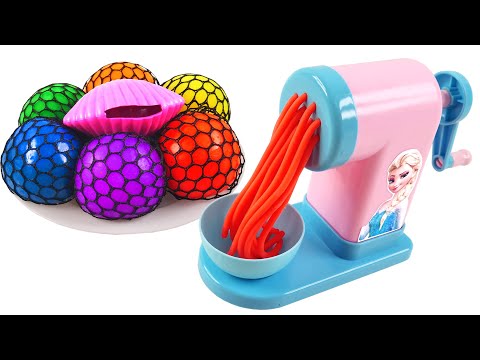 Satisfying Video | How To Make Rainbow Noodle with Strees Slime Balls Cutting ASMR RainbowToyTocToc