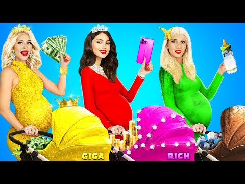 Embarazada Rica VS Pobre VS Mega Rica | Embarazo Positivo y Situaciones Divertidas por RATATA