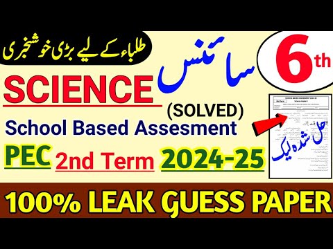 6th Class Science School Based Assesment Mid Term Paper 2024-25|Class 6 Science 2nd Term Paper 2024