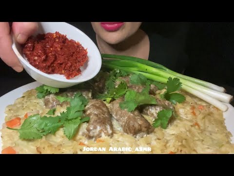 Mukbang asmr risoni with lamb kofta لسان عصفور مع لحمة كفتة