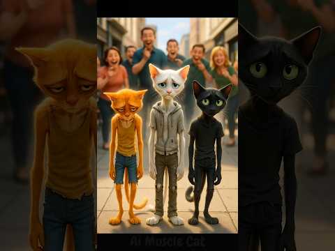 Three weak cats become muscular cats! 💪 #shorts #catsoftiktok #catai #ai #animation