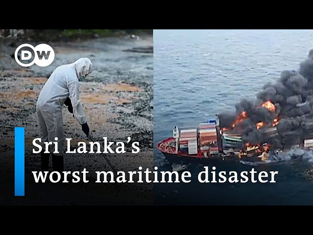 Sinking chemicals cargo ship turns into environmental disaster for Sri Lanka