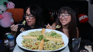 PASTA AND BREAD STICK MUKBANG