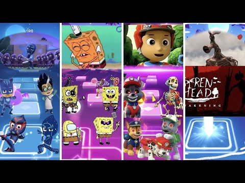 Pj Masks 🆚 Spongebob 🆚 Paw Patrol 🆚 Siren Head | Tiles Hop Game