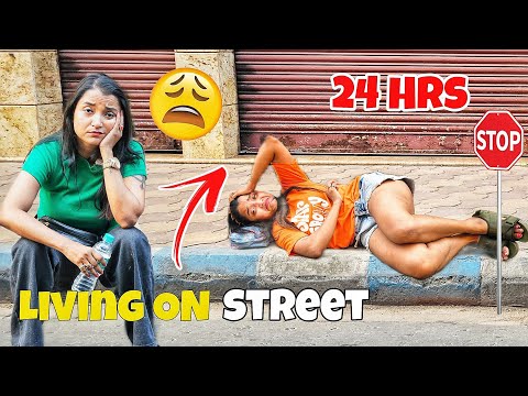 Vlog - Living on STREET for 24 Hours Challenge - Overnight Alone on Road - Cheapest Food Challenge