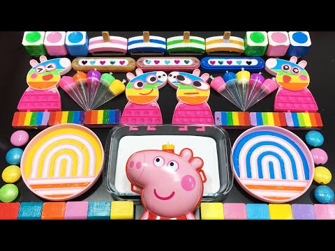 PEPPA PIG Slime !!! Mixing Random Things Into RAINBOW Slime !! ASMR Cocomelon slime