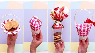 DIY 4 Candy Box & basket ideas from paper/plastic cups | Party Favors | Handmade birthday gifts