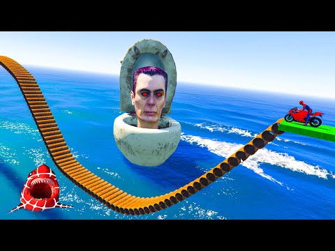 NEW EPIC RAGDOLLS - All Superheroes on Spider Shark bridge VS Skibidi Toilet in GTA V