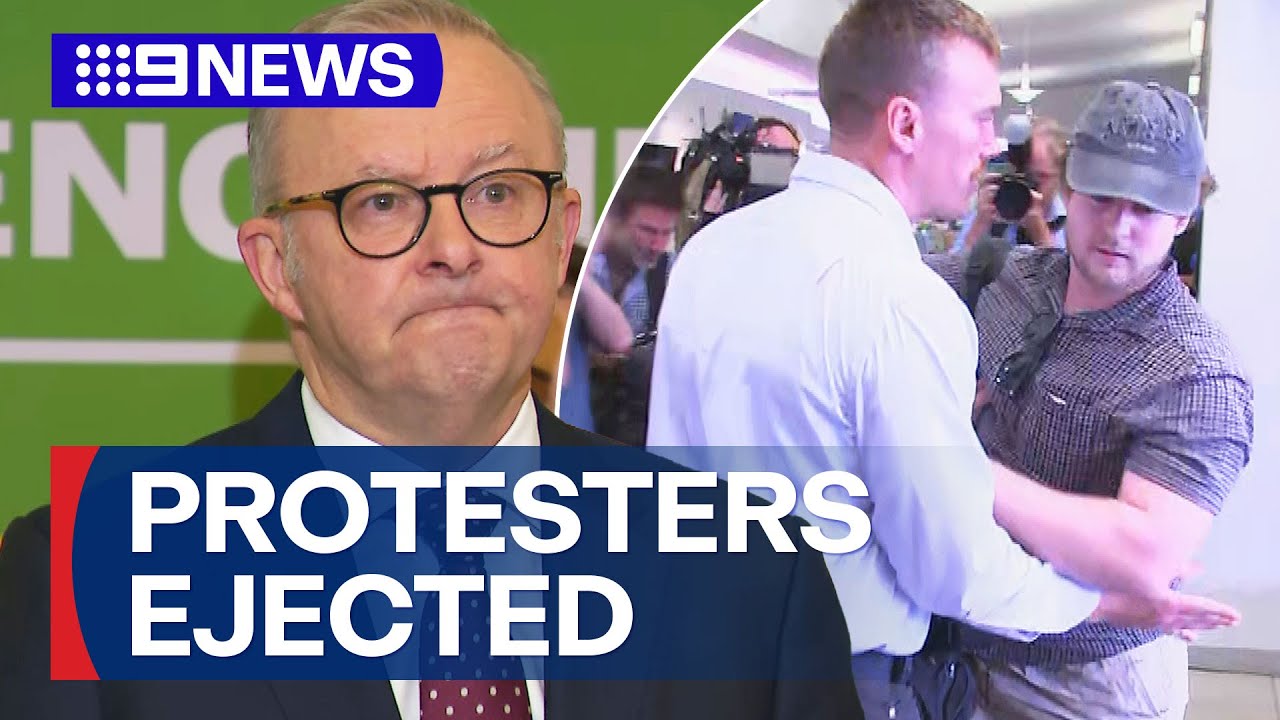 Protesters crash campaign events as Albanese and Dutton kick off campaigns | 9 News Australia