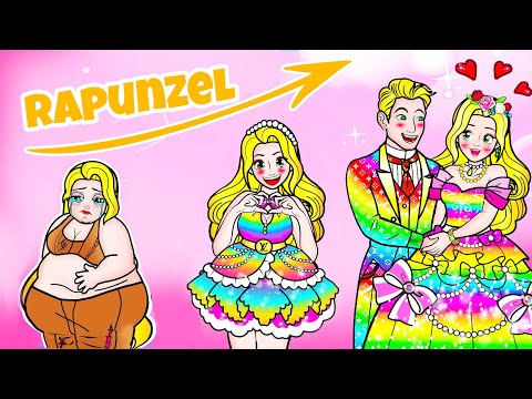 Paper Dolls Dress Up - Rapunzel Grow Up Into Princess ! Extreme Makeover - Barbie Story & Craft