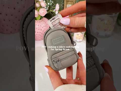Micro Makeup Bag 🎀 #makeup #travel #traveltips #beautytips #beautyessentials #travelessentials