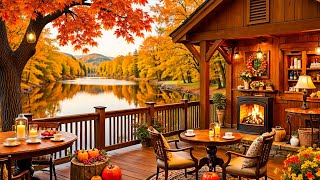 Relaxing Fall Jazz Music by the River 🍂 Outdoor Cafe Ambience & Soft Jazz Background Music to Study