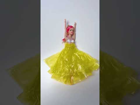 Let's Recycle Bags into a Cute Barbie Doll Dress! 👗 #hacks