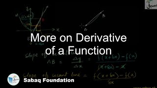 More on Derivative of a Function