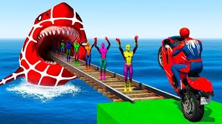 GTA 5 Epic Ragdolls | Spiderman and Super Heroes Jumps/fails (Euphoria Ragdolls Physics) #shorts #1