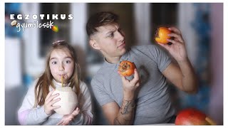 K Ü L Ö N L E G E S 🥥 gyümölcsöket 🥭 KÓSTOLTUNK A KISHÚGOMMAL | Szender Milán