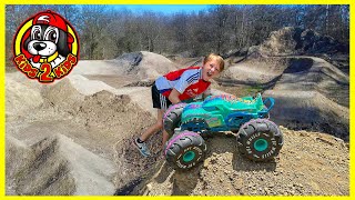 Monster Jam & Hot Wheels RC Monster Trucks 🚴 GETTIN BIG AIR in a DIRT BIKE JUMP PARK - COMPILATION
