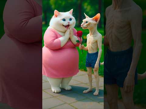 Fat & Skinny Cat’s Epic Glow-Up Transformation 😱🐱 #cat #kitten #shorts