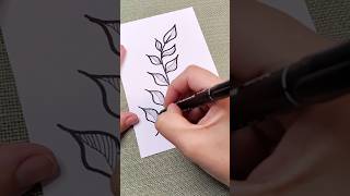 🖊️ Black Pen Leaf Drawing — Aesthetic Speed Sketch Short