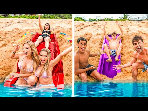 QUEM FAZ A MELHOR PISCINA NA PRAIA!! (MENINOS VS MENINAS)