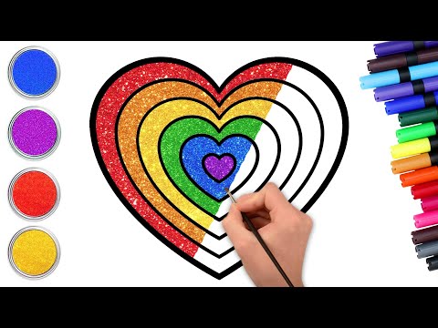 ✏️How to Draw Glittery Rainbow Heart❤️ | Learn Shapes | Easy Drawing for Kids | Chiki Art Hindi